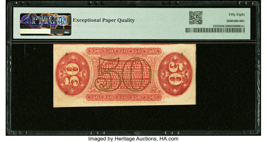 image for:  Head of General Spinner 50c PMG AU58 (Fr. 1325)