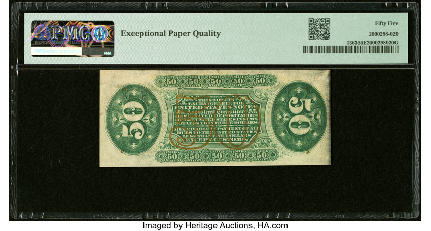 image for:  Seated figure of Justice 50c PMG AU55 (Fr. 1363)