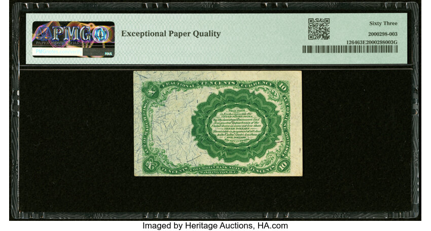 image for:  Head of William Meredith 10c PMG CU63 (Fr. 1264)