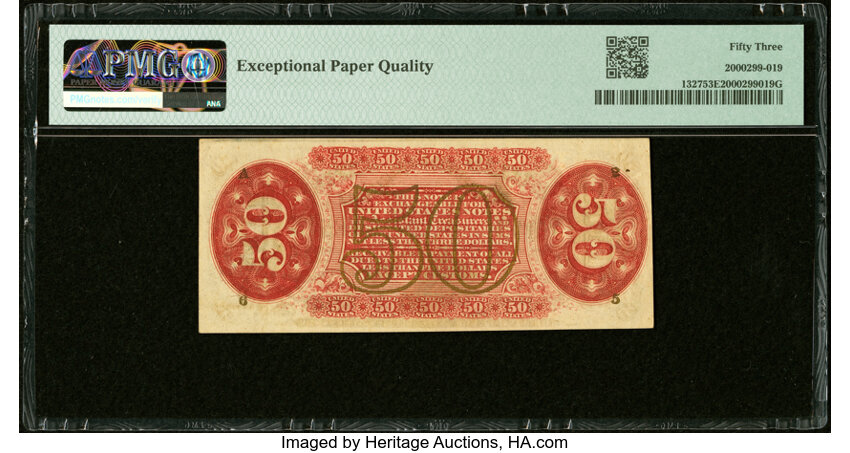 image for:  Head of General Spinner 50c PMG AU53 (Fr. 1327)