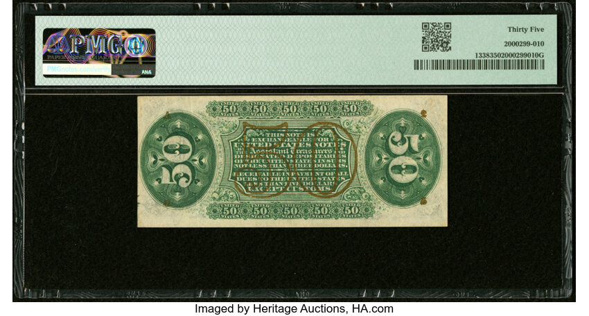 image for: Fr. 1338 50¢ Third Issue Spinner PMG Choice Very Fine 35....