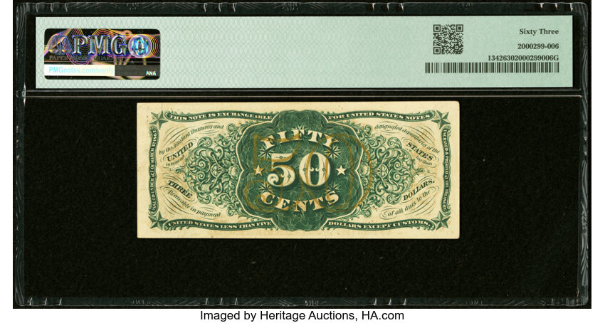 image for:  Head of General Spinner 50c PMG CU63 (Fr. 1342)