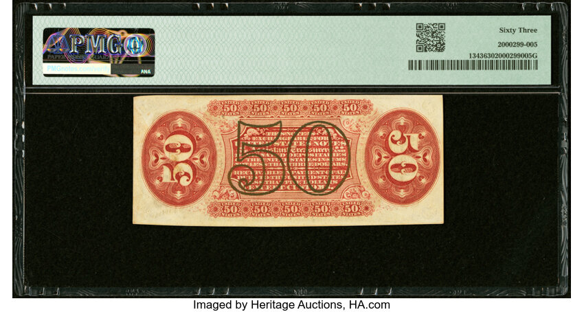 image for:  Seated figure of Justice 50c PMG CU63 (Fr. 1343)