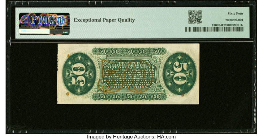 image for:  Seated figure of Justice 50c PMG CU64 (Fr. 1362)