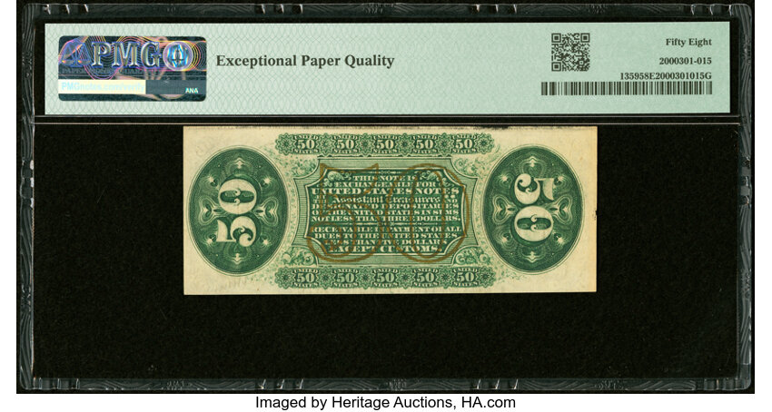 image for:  Seated figure of Justice 50c PMG AU58 (Fr. 1359)