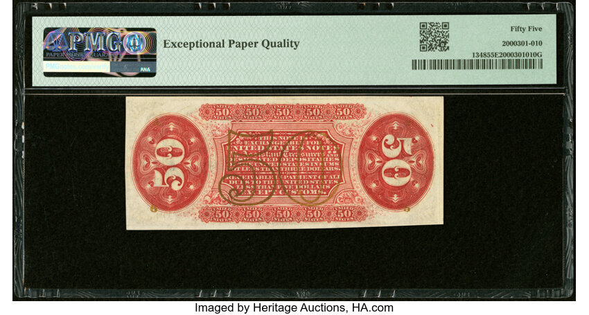 image for:  Seated figure of Justice 50c PMG AU55 (Fr. 1348)