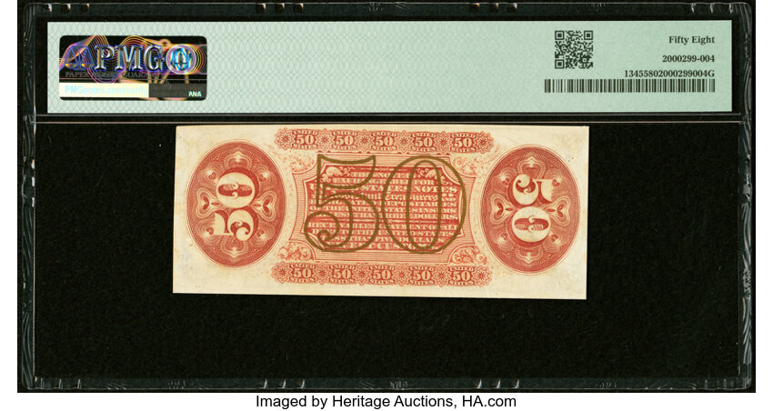 image for:  Seated figure of Justice 50c PMG AU58 (Fr. 1345)