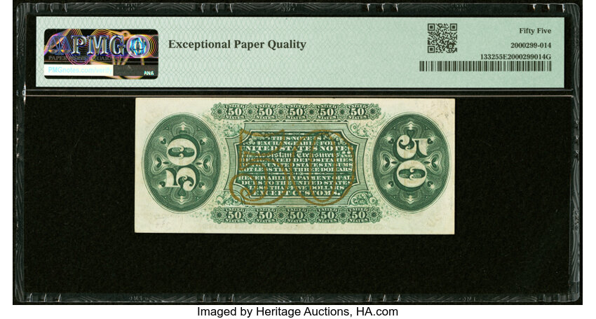 image for:  Head of General Spinner 50c PMG AU55 (Fr. 1332)