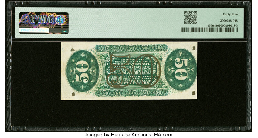 image for:  Seated figure of Justice 50c PMG XF45 (Fr. 1366)