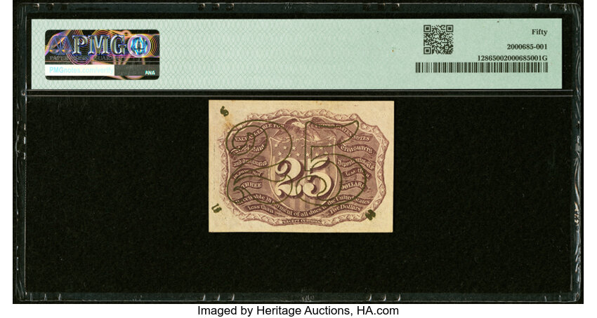 image for:  Head of George Washington in Bronze Oval Frame 25c PMG AU50 (Fr. 1286)