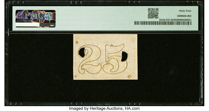 image for:  Head of George Washington in Bronze Oval Frame 25c PMG CU64 (Fr. 1283)