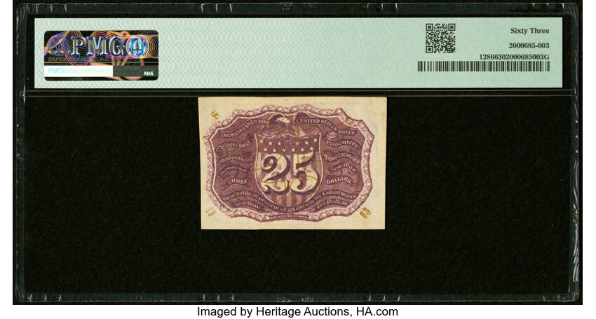 image for:  Head of George Washington in Bronze Oval Frame 25c PMG CU63 (Fr. 1286)