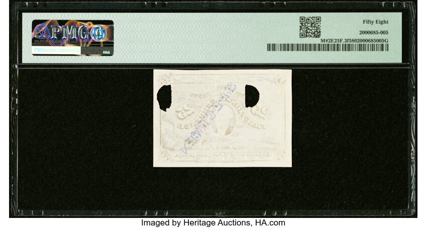 image for:  Head of George Washington in Bronze Oval Frame 25c PMG AU58 (Fr. 1283)