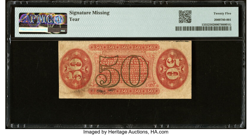 image for:  Seated figure of Justice 50c PMG VF25 (Fr. 1355)