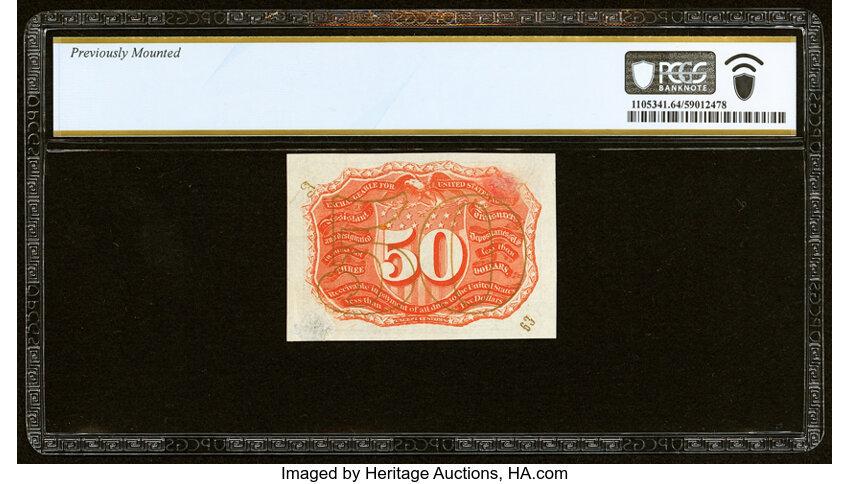 image for:  Head of George Washington in Bronze Oval Frame 50c PCGS CU64 (Fr. 1317)