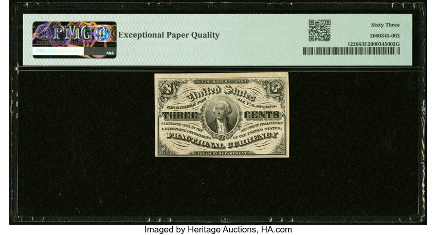 image for:  Head of George Washington 3c PMG CU63 (Fr. 1226)