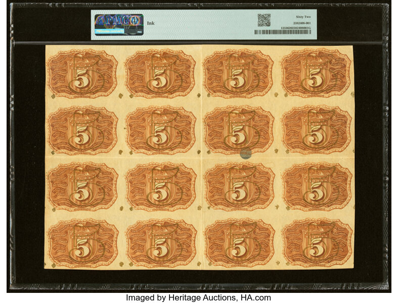 image for:  Head of George Washington in Bronze Oval Frame 5c PMG CU62 (Fr. 1233)