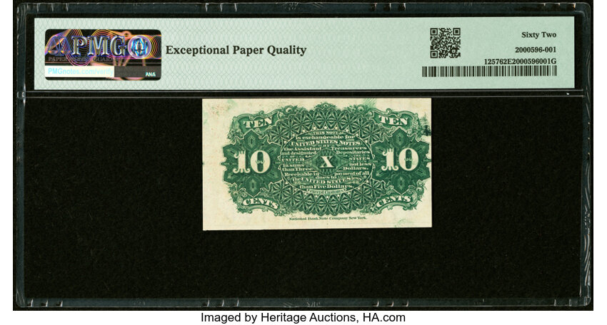 image for:  Bust of Liberty 10c PMG CU62 (Fr. 1257)