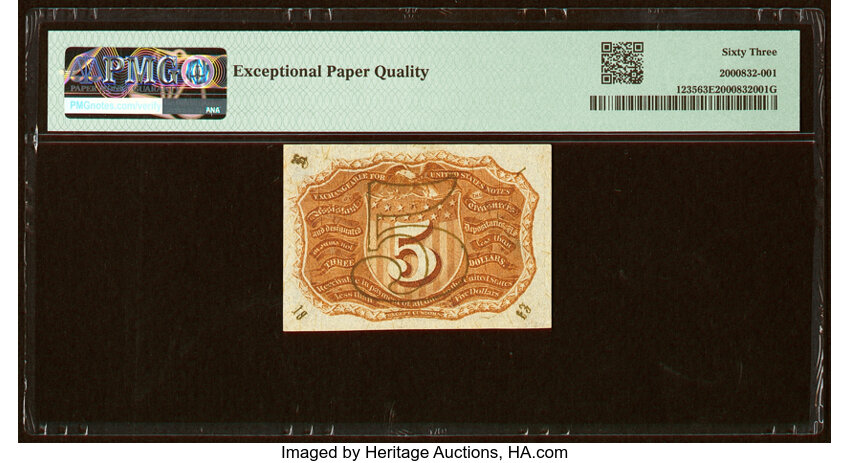 image for:  Head of George Washington in Bronze Oval Frame 5c PMG CU63 (Fr. 1235)