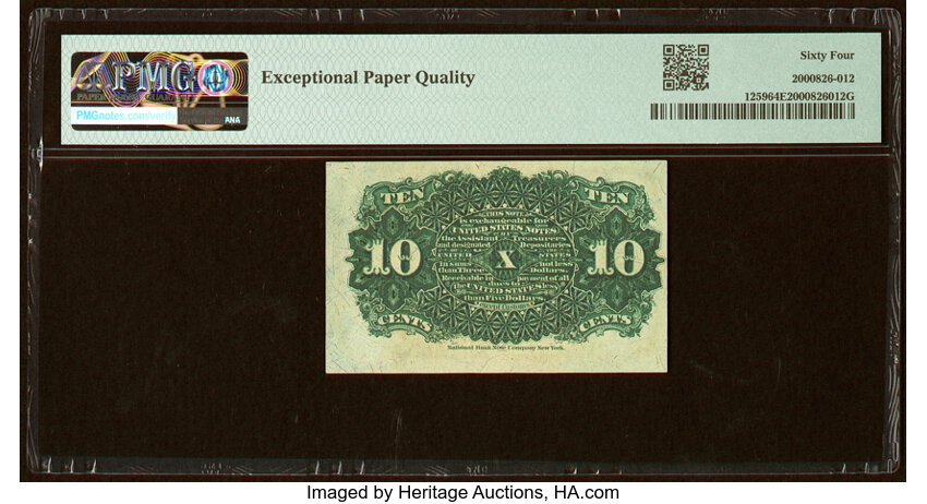 image for:  Bust of Liberty 10c PMG CU64 (Fr. 1259)