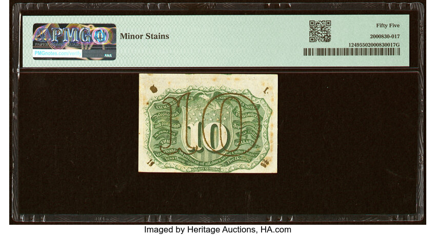 image for:  Head of George Washington in Bronze Oval Frame 10c PMG AU55 (Fr. 1249)