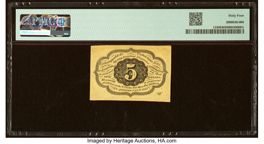 image for:  Jefferson Postage Stamp Obverse 5c PMG CU64 (Fr. 1230)