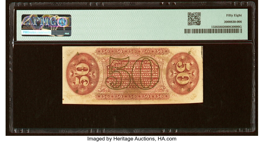 image for:  Head of General Spinner 50c PMG AU58 (Fr. 1326)