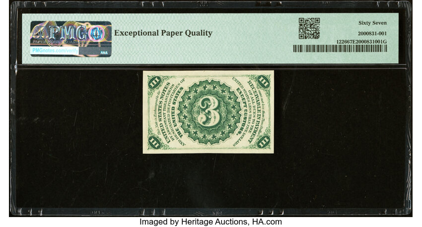 image for:  Head of George Washington 3c PMG CU67 (Fr. 1226)