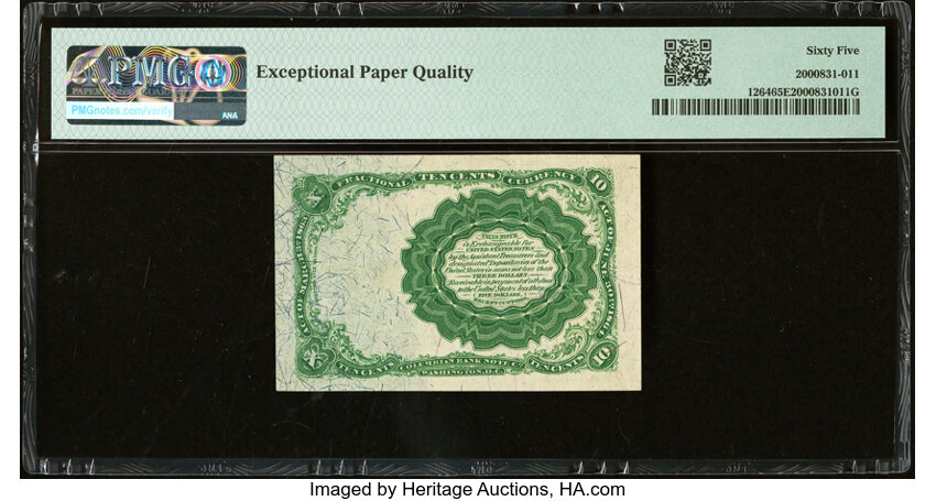 image for:  Head of William Meredith 10c PMG CU65 (Fr. 1264)