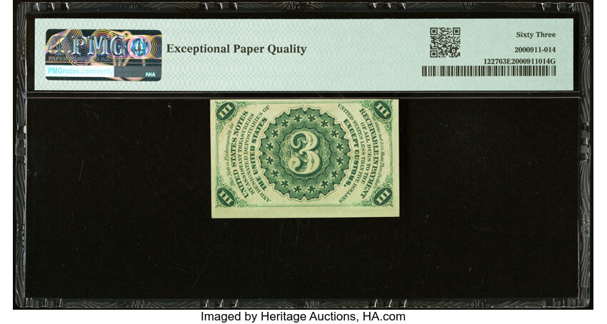 image for:  Head of George Washington 3c PMG CU63 (Fr. 1227)