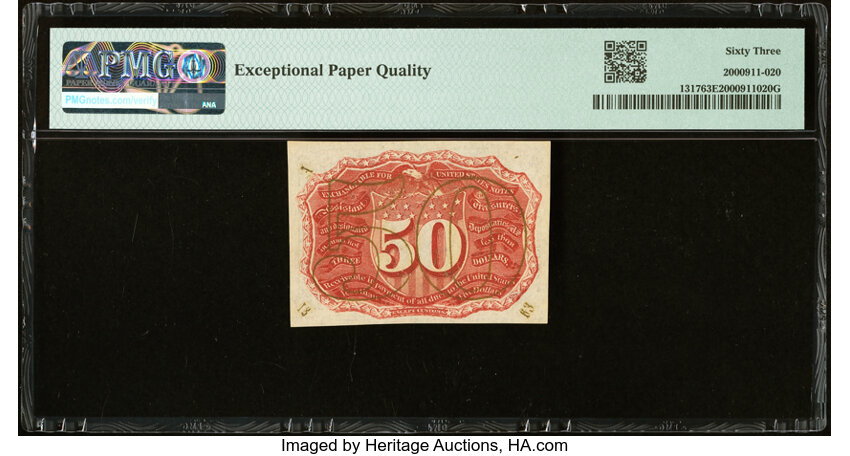 image for:  Head of George Washington in Bronze Oval Frame 50c PMG CU63 (Fr. 1317)