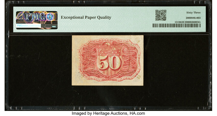 image for:  Head of George Washington in Bronze Oval Frame 50c PMG CU63 (Fr. 1318)