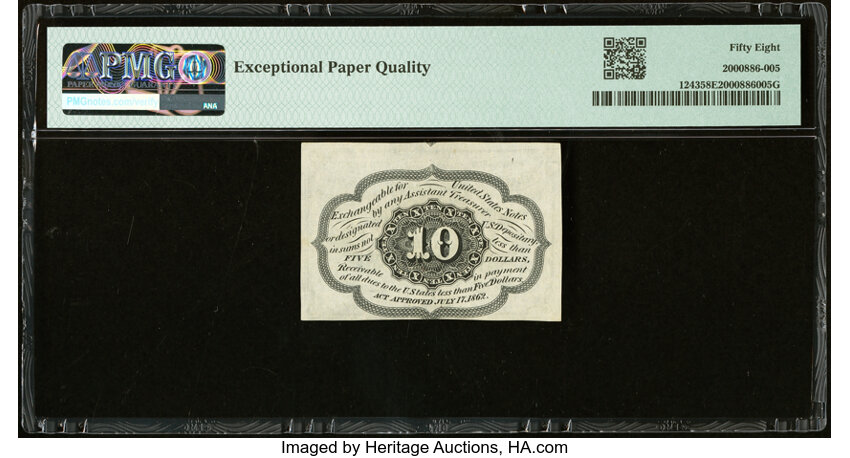 image for:  Washington Postage Stamp Obverse 10c PMG AU58 (Fr. 1243)