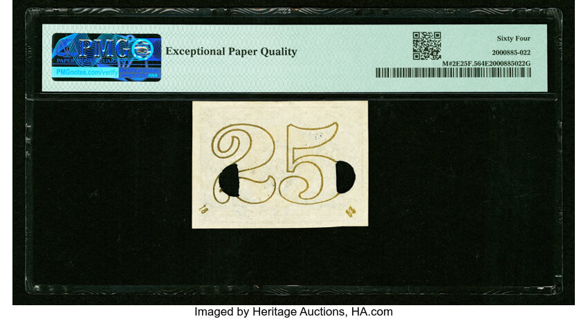 image for:  Head of George Washington in Bronze Oval Frame 25c PMG CU64 (Fr. 1284)