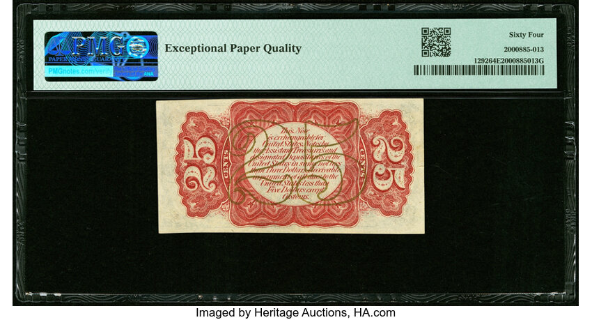 image for:  Bust of Wm.Fessenden 25c PMG CU64 (Fr. 1292)