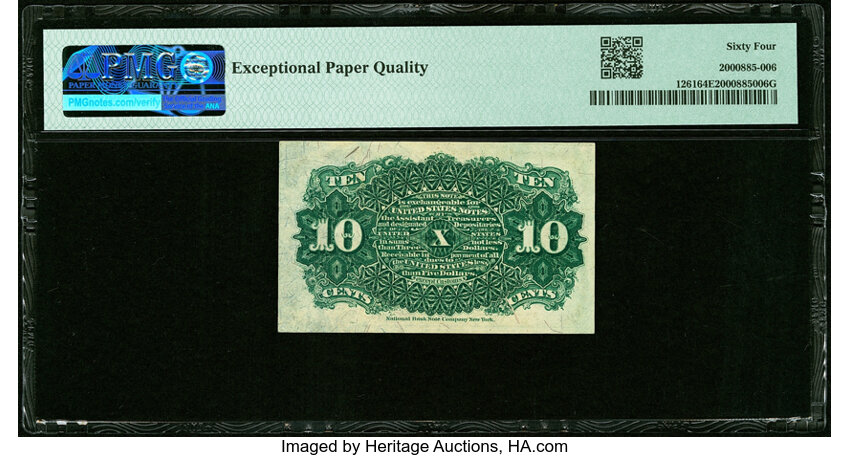 image for:  Bust of Liberty 10c PMG CU64 (Fr. 1261)