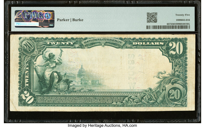 image for: Beggs, OK - $20 1902 Plain Back Fr. 657 The Farmers National Bank Ch. # (W)10482 PMG Very Fine 25....