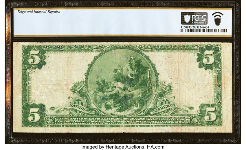 image for: Fredericksburg, VA - $5 1902 Plain Back Fr. 603 The Planters National Bank Ch. # 10325 PCGS Very Fine 20 Details....
