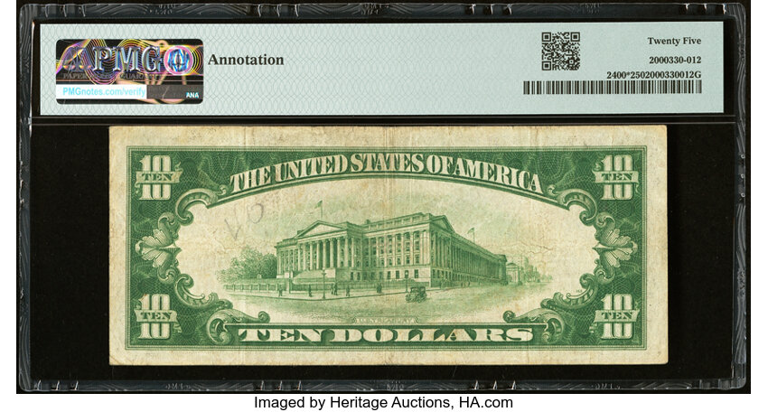 image for: Fr. 2400* $10 1928 Gold Certificate Star Note. PMG Very Fine 25....