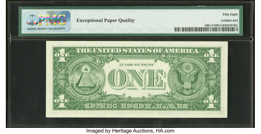 image for: Low Serial Number 54 Fr. 1901-I* $1 1963A Federal Reserve Star Note. PMG Choice About Unc 58 EPQ....