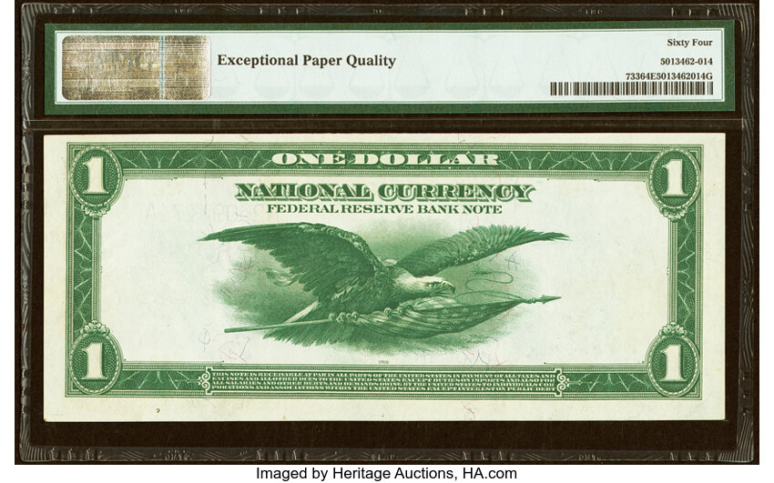 image for: Fr. 733 $1 1918 Federal Reserve Bank Note PMG Choice Uncirculated 64 EPQ....