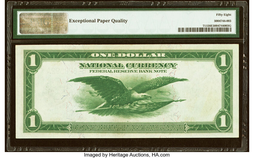 image for: Fr. 711 $1 1918 Federal Reserve Bank Note PMG Choice About Unc 58 EPQ....