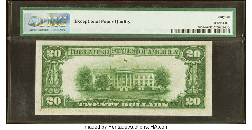 image for: Fr. 2054-A $20 1934 Mule Federal Reserve Note. PMG Gem Uncirculated 66 EPQ....