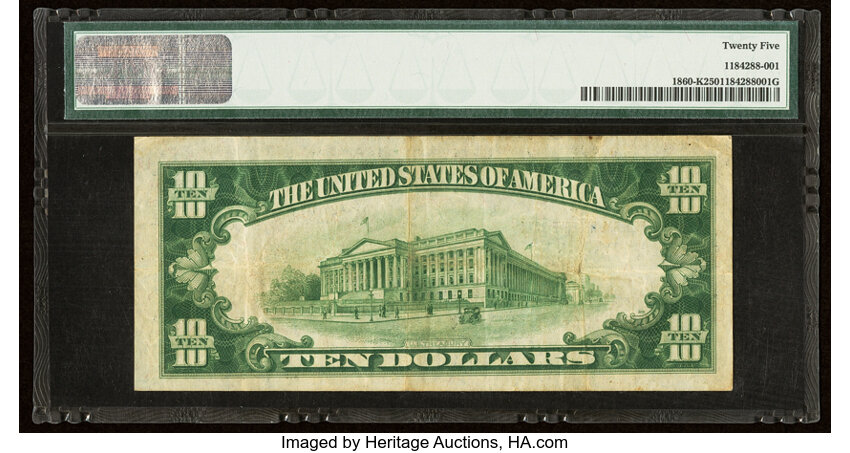image for: Fr. 1860-K $10 1929 Federal Reserve Bank Note. PMG Very Fine 25....