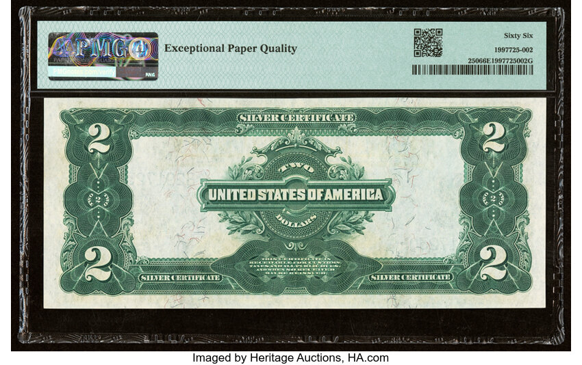 image for: Fr. 250 $2 1899 Silver Certificate PMG Gem Uncirculated 66 EPQ....