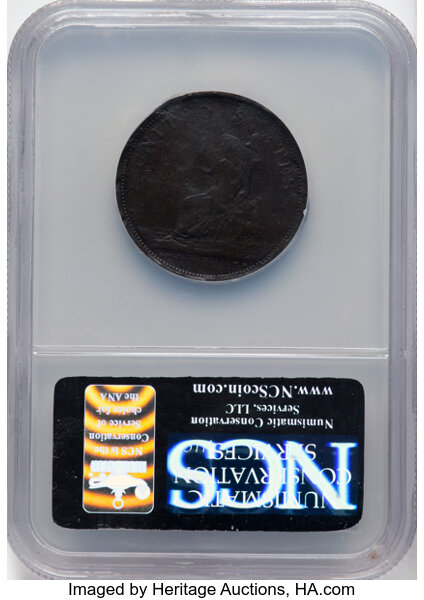 image for: 1783 1C Washington & Independence Copper Cent Token, Small Military Bust, Engrailed Edge -- Damaged -- NCS. Fine Details. Bak...