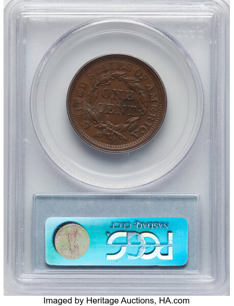image for: 1856 Slanted 5, N-2 1c PCGS AU53 BN