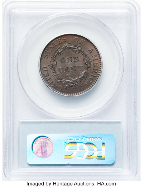image for: 1820 1C Large Date, N-13, R.1, MS64 Brown PCGS.  Mintage 4,407,550....