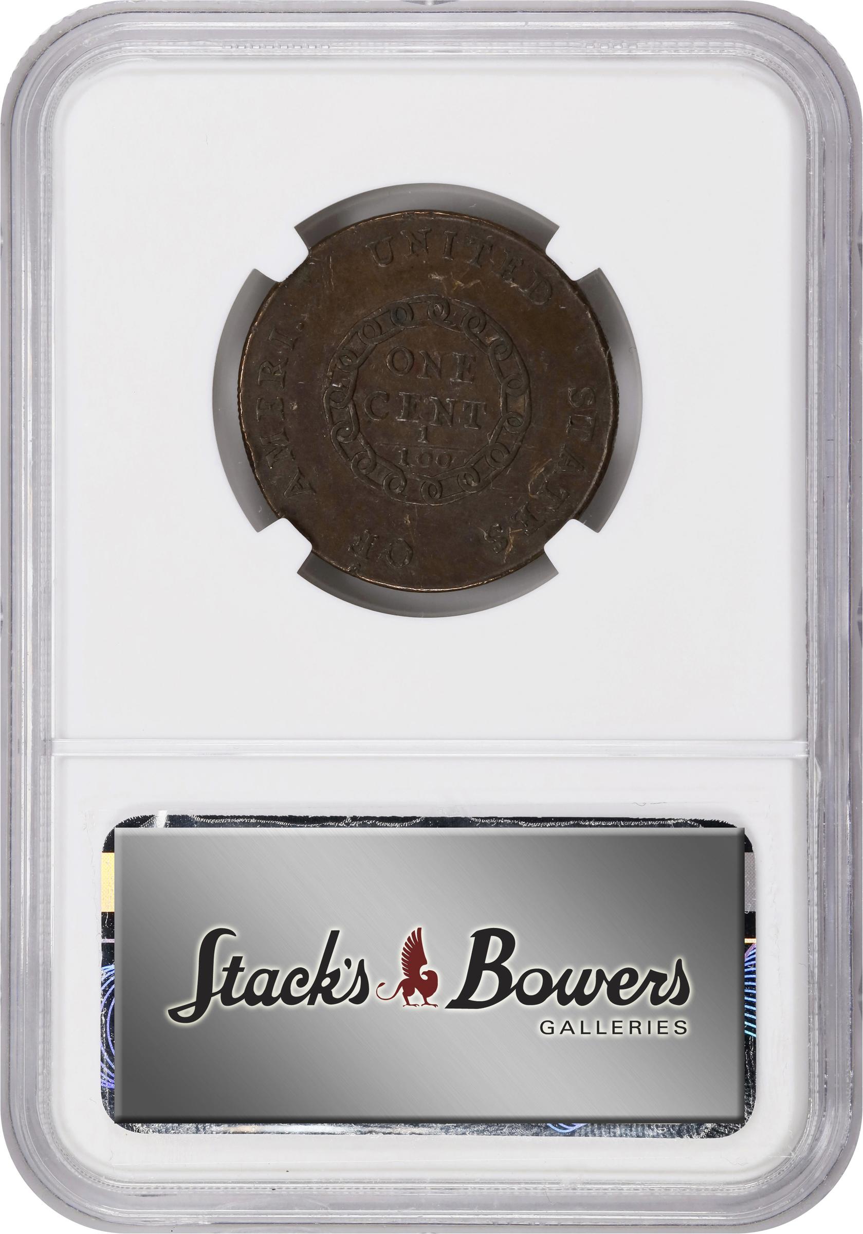 image for: 1793 Flowing Hair Cent. Chain Reverse. S-1, B-1. Rarity-4. AMERI. AU Details--Obverse Scratched (NGC).