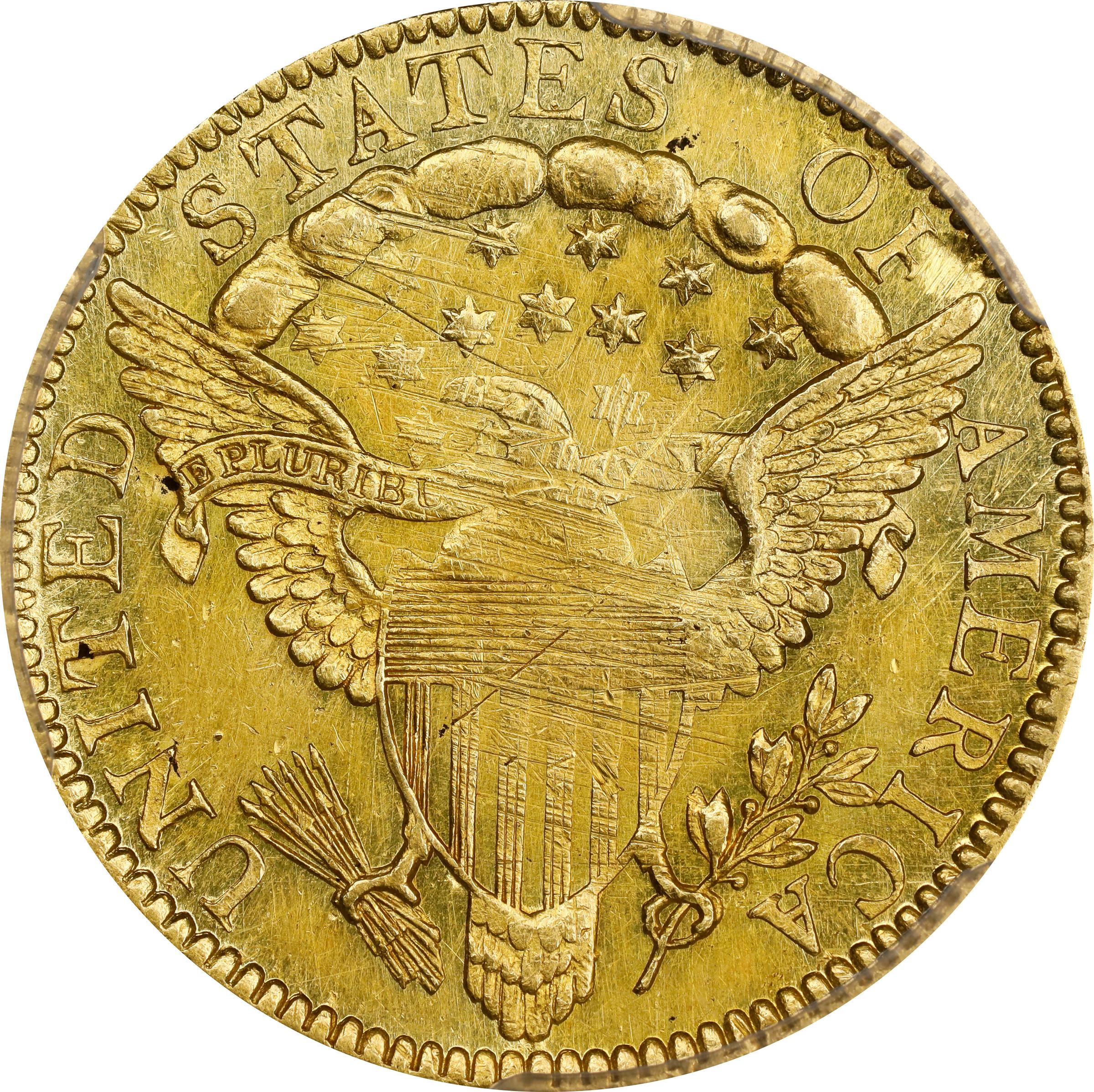 image for: 1798 Capped Bust Right Quarter Eagle. BD-2. Rarity-5. Wide Date, 5 Berries. Unc Details--Cleaned (PCGS).